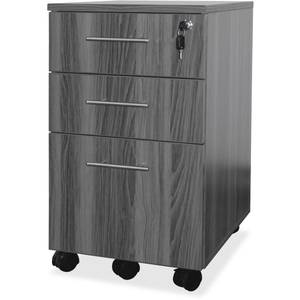 lot 67991 image: 3 Drawers Vertical Wood Composite Lockable Filing Cabinet, Gray