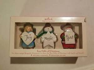 lot 131 image: Hallmark True Gifts Of Christmas 2007 Set Of 3 Ornaments Angel Snowman Santa