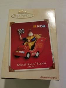lot 153 image: 2002 Hallmark Keepsake Nascar Santas Racin Sleigh Christmas Ornament Racing