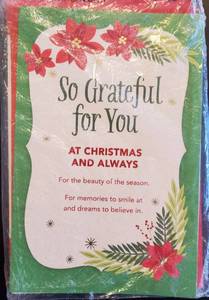 lot 202 image: Pack of 6 Christmas Cards, So grateful for you