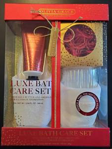 lot 220 image: Olivia Grace Luxe Bath Care Set with Shea Butter And Argan Oil Foot Lotion.