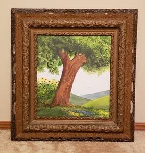 lot 102 image: Vintage Frame and Watercolor Painting by Alex Yamin  28 x 30 in tall