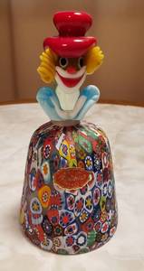 lot 106 image: Vintage Murano Millifiori Glass handmade clown bell  Made in Italy  6.5 in. tall