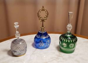 lot 108 image: Cut To Clear Crystal Bells  5.5 to 8 in. tall