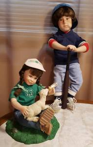 lot 126 image: Porcelain Portrait Baby Dolls wAccessories  No Box  10 & 19 in. tall