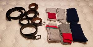 lot 177 image: 6 Pair of Hunting Socks and 6 Mens Belts (36 - 40)