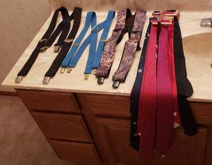 lot 200 image: Ties, Tie Rack and Suspenders