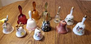 lot 301 image: Glass, Porcelain & Ceramic Bells - 12pcs