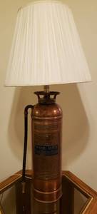 lot 355 image: Antique Copper Fire Extinguisher base Lamp