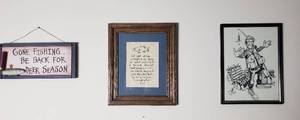 lot 412 image: 3 Fishing Decor Wall Hanging  10 x 13in. or smaller