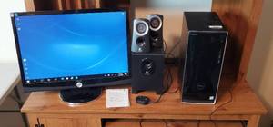 lot 424 image: Dell INSPIRON 3000 Desktop computer system with 3 Logitech speakers, and AOC Monitor, includes keyboard & mouse.