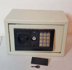 lot 447 image: Bunker Hill Digital electric safe with key 12x8x8 - Combination provided to Winning Bidder