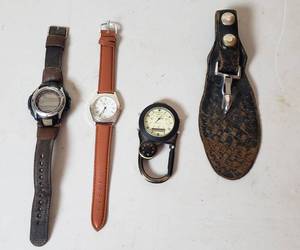 lot 476 image: 2 Mens Wristwatches - Casio & PCA, Cedar Creek Clip-oN watch & Leather belt key clip