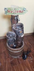 lot 503 image: Resin Welcome Fountain with electric pump. 12x30