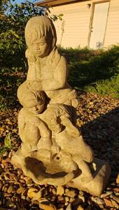 lot 1004 image: Concrete Statue 3 Kids  Old Fountain Piece  17 x 12 x 26 in. tall  HEAVY