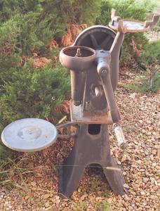 lot 1010 image: Metal Royal Blue Cream Separator Base  Used as Garden Decor  26 x 13 x 37 in. tall