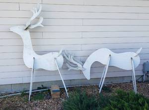 lot 804 image: Christmas Wood Reindeer 36 x 68 in. tall  can be taken apart  some supports included