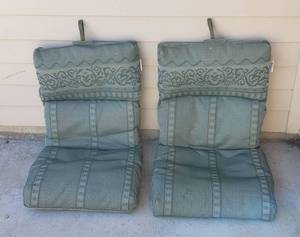 lot 807 image: Pair of Better Homes & Gardens Patio Chair Cushions  Green  22 x 44 in.