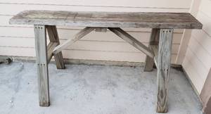 lot 815 image: Wood Sawhorse Style Bench or Plant Stand  58.5 x 25 x 29 in. tall