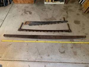 lot 986 image: Three Vintage 2 Man lumber Saws