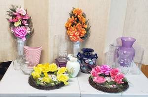 lot 641 image: Glass & Ceramic Vases, New Memorial flowers