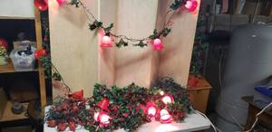 lot 650 image: Lighted Bell & Lighted Cardinal garlands
