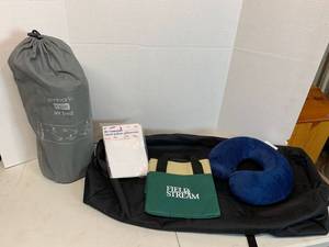 lot 678 image: Embark Twin Air Bed, Travel Duffle, Neck pillow, Travel pillow case