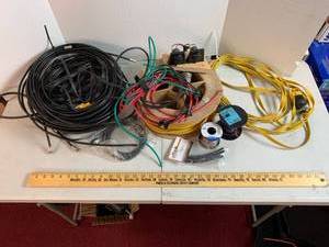 lot 711 image: Heavy Duty extension cords, Coax cable, electrical wire, TV cables