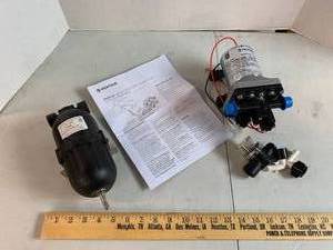 lot 719 image: Pentair Shurflo 4008 RV Revolution By-pass pump, Shurflo Accumulator, Connectors