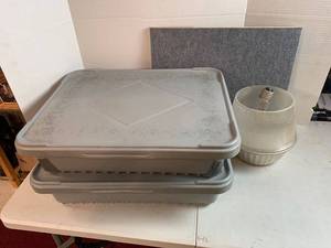 lot 736 image: Storage Tubs, outdoor security light fixture