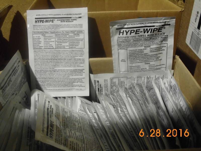 lot 1620 image: 2 Boxes Hype Wipe Disinfecting Towels With Bleach 80 Total