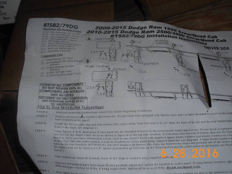 lot 1634 image: Dodge Ram Crew Quad Cab Step Rail Mounting Hardware