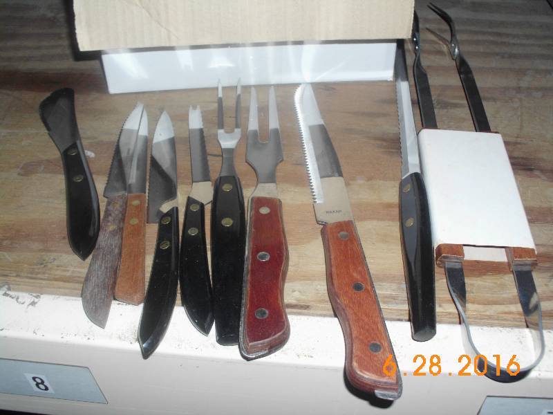 lot 1657 image: Lot of Knives-Serving Forks, Tongs, Steak Knives Over 100