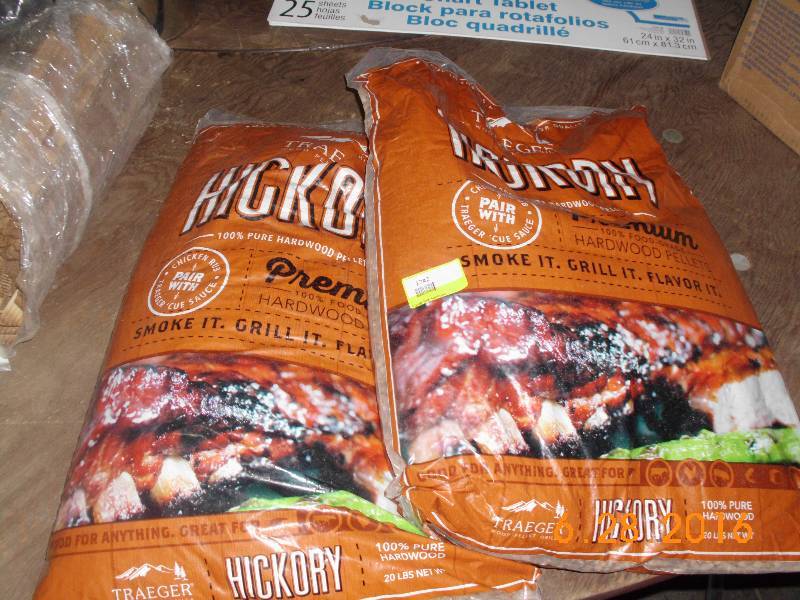 lot 1742 image: (2) Traeger Bags 20 lb Hickory Hardwood Pellets