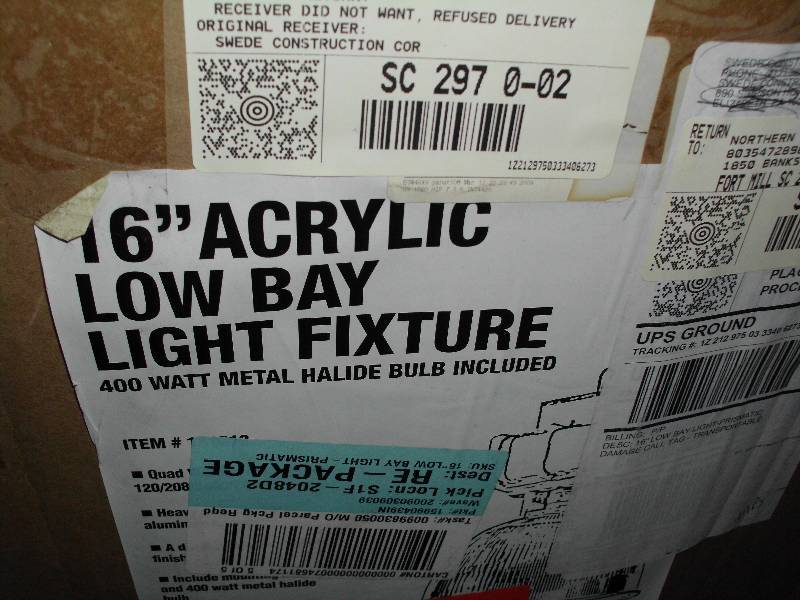 lot 1780 image: 16 Acrylic Low Bay Light Fixture Industrial Cracked Plexi Glass Shroud