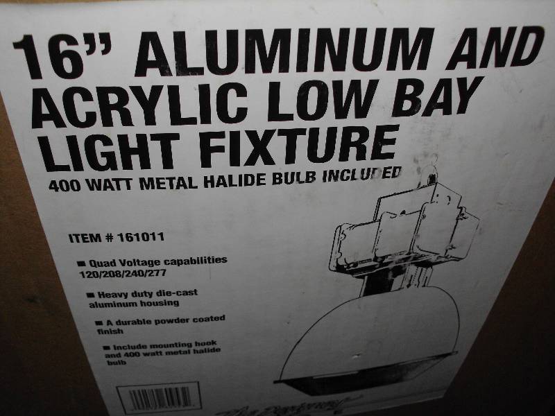 lot 1784 image: 16 Acrylic Low Bay Light Fixture Industrial Cracked Plexi Glass Shroud
