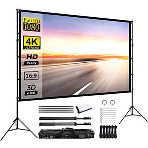 lot 3104 image: Projector Screen with Stand 120inch Portable Projection Screen 169 4K HD Rear Front Projections Movies Screen for Indoor Outdoor Home Theater Backyard Cinema Trave