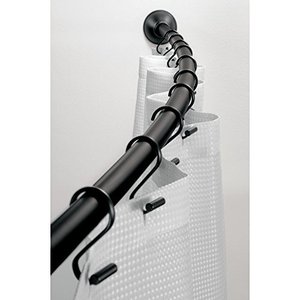 lot 3132 image: iDesign Curved Metal Shower Curtain Rod, Adjustable Customizable Curtain Rod for Bathtub, Stall, Closet, Doorway, 41-72 Inches, Matte Black,79077
