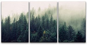 lot 3134 image: wall26 Canvas Print Wall Art Set Aerial View of Pine Trees in Mist Nature Wilderness Photography Realism Rustic Scenic Colorful Travel Ultra for Living Room, Bedroom, Office - 24x36x3 Panels