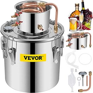 lot 4048 image: VEVOR Moonshine Still 9.6Gal 38L Stainless Steel Water Alcohol Distiller Copper Tube Home Brewing Kit Build-in Thermometer for DIY Whisky Wine Brandy
