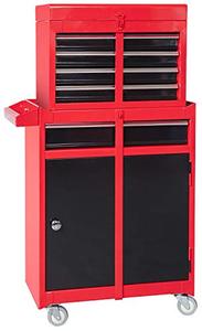 lot 4072 image: Torin ATBT1204B-RB Rolling Garage Workshop Tool Organizer Detachable 4 Drawer Tool Chest with Large Storage Cabinet and Adjustable Shelf, RedBlack