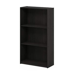 lot 4075 image: Furinno Basic 3-Tier Bookcase Storage Shelves, Espresso