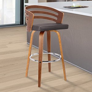 lot 4076 image: Armen Living Jayden Mid-Century Swivel Bar Height Barstool, 30, Brown
