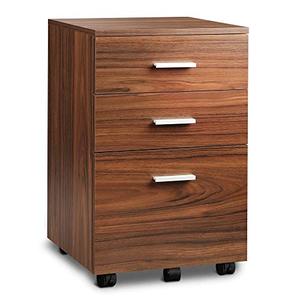 lot 4094 image: DEVAISE 3 Drawer Mobile File Cabinet, Wood Filing Cabinet fits A4 or Letter Size for Home Office, Walnut