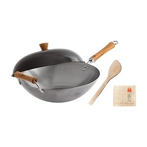 lot 5104 image: Joyce Chen , Classic Series Carbon Steel Wok Set, 4-Piece, 14-Inch, Charcoal