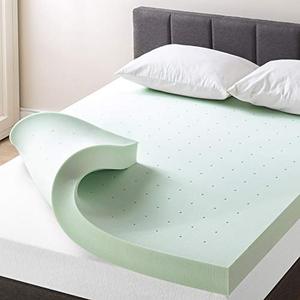 lot 5114 image: Best Price Mattress 4 Inch Ventilated Memory Foam Mattress Topper with Calming Green Tea Infusion, CertiPUR-US Certified, Twin