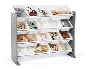 lot 5115 image: Humble Crew Supersized Wood Toy Storage Organizer, Extra Large, GreyWhite