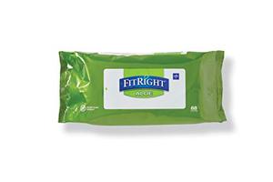 lot 5118 image: Medline-MSC263754 FitRight Aloe Personal Cleansing Cloth Wipes, Scented, 8 x 12 inch Adult Large Incontinence Wipes, 68 count, pack of 12