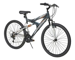 lot 5136 image: Dynacraft 26 Mens Silver Canyon Dual Suspension Mountain Bike
