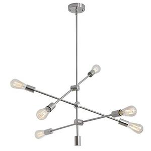 lot 5156 image: Sputnik Chandelier 6 Lights Modern Pendant Lighting Ceiling Light Fixture, Nickel